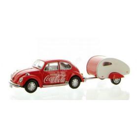 VOLKSWAGEN COCCINELLE "COCA-COLA" 1967 ROUGE AVEC MINI-CARAVANE