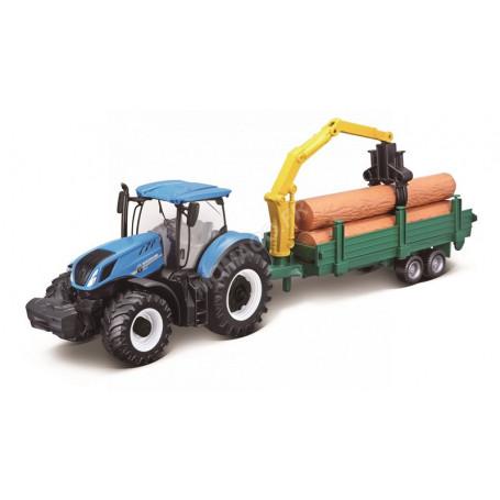 NEW HOLLAND T7.315 AVEC REMORQUE ALEATOIRE - TRACTEUR A FRICTION