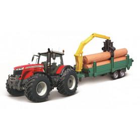 MASSEY FERGUSON 8740S AVEC REMORQUE ALEATOIRE - TRACTEUR A FRICTION