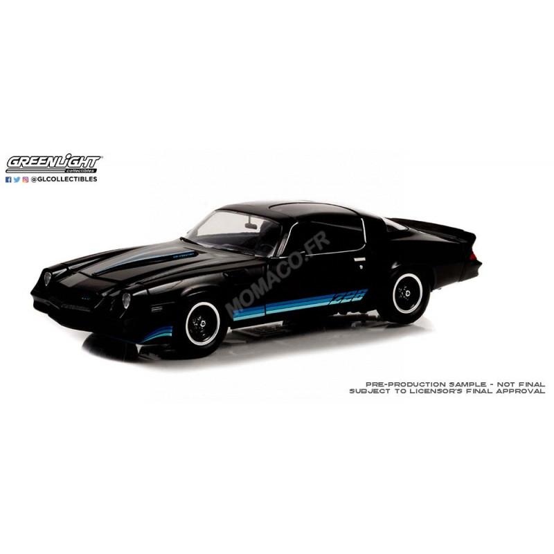 CHEVROLET CAMARO Z28 1981 NOIRE AVEC TRI-BANDES BLEUE 