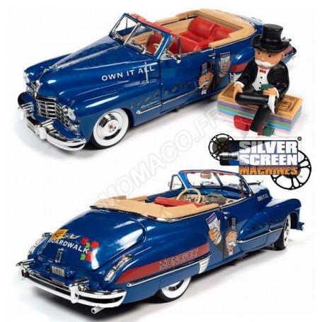 CADILLAC CONVERTIBLE 1947 BLEUE/ROUGE AVEC FIGURINE Mr MONOPOLY (EPUISE)