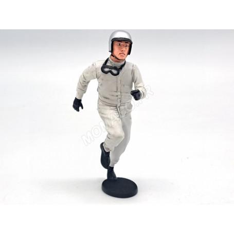 FIGURINE PILOTE SUR LE DEPART CASQUE GRIS METALLISE