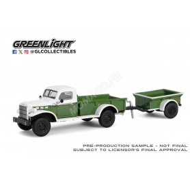 DODGE POWER WAGON AVEC REMORQUE 1950 VERT/BLANC